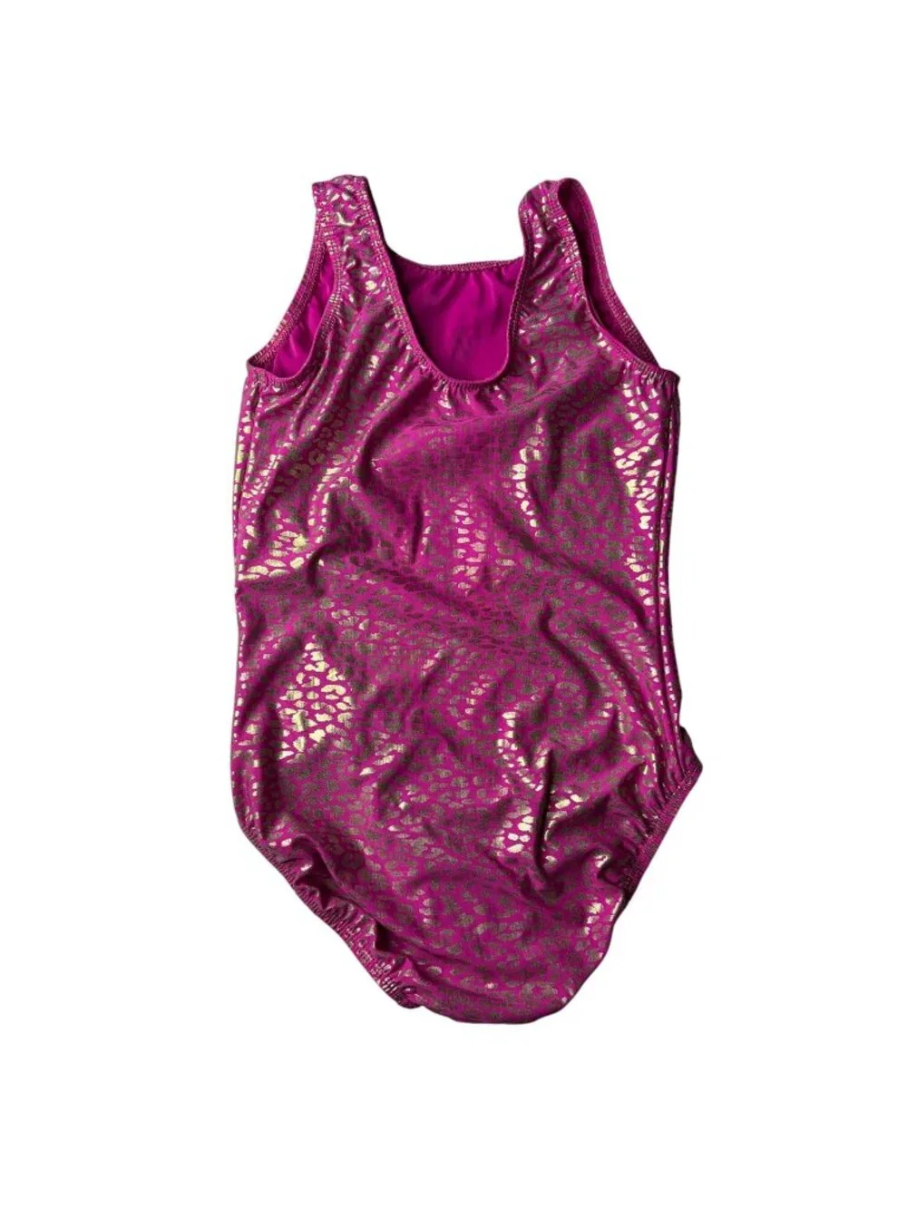 GK Leopard  Print Leotard Gymnastics Pink silver foil Size CL Large